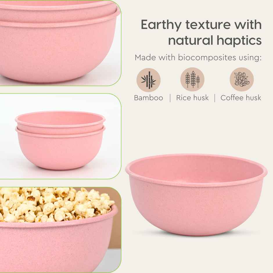Eha Earth Friendly Frosty Mixing Bowl | Made With Rice Husk And Bamboo Fibers|Set Of 3|Multicolor