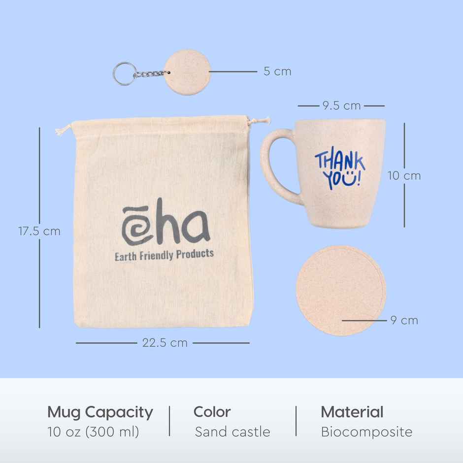 Eha Earth-Friendly Thank You Gift | 300 ml Coffee Mug for Colleagues & Friends | Sand Castle