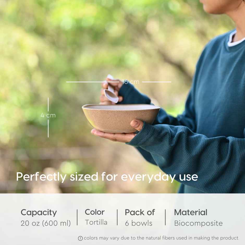 Eha Earth-Friendly Multipurpose Bowls | 600 ml | Made With Rice Husk Biocomposite | Set Of 6