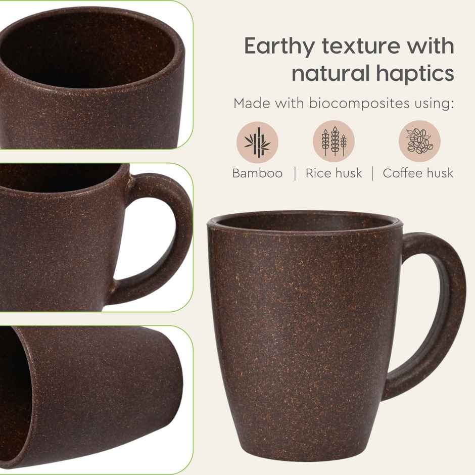Eha Earth-Friendly Classic Coffee Mug | 300 ml | Made With Rice Husk Biocomposite | 2 Unit | Coffee
