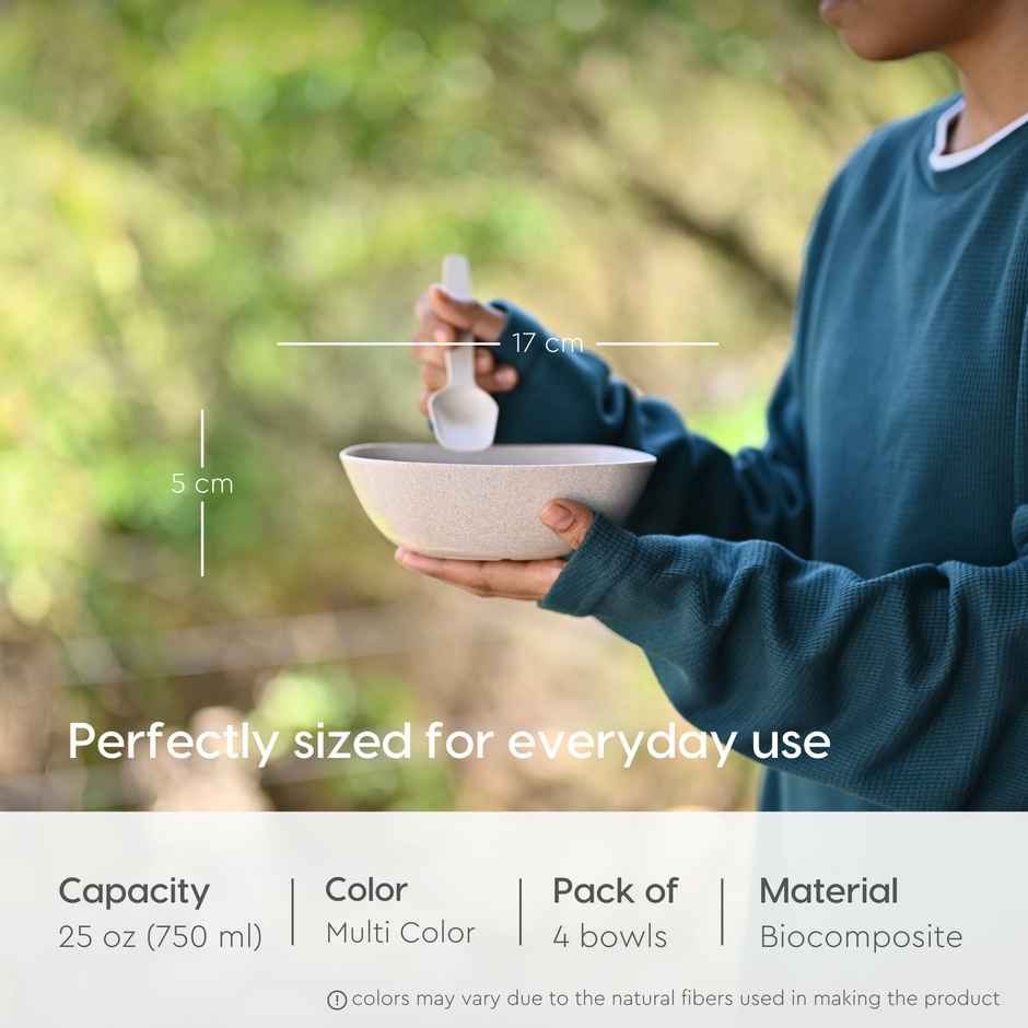Eha Earth-Friendly Multipurpose Bowls | 750 ml | Made With Rice Husk Biocomposite | Set Of 4