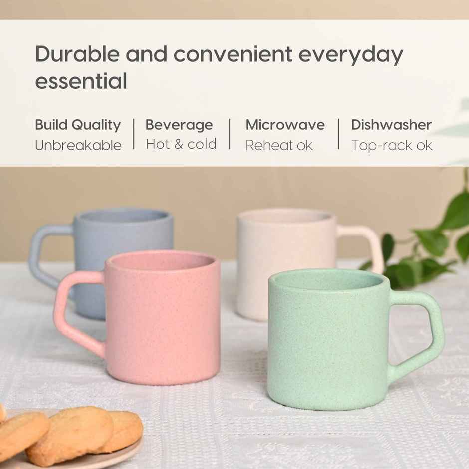 Eha Earth Friendly Tea & Coffee Cup | Rice Husk Biocomposite | Multicolour - 200 ml