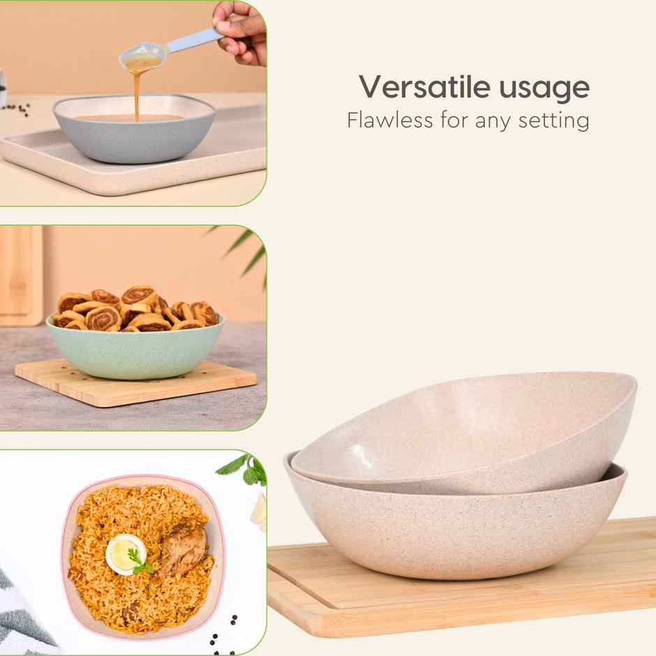 Eha Earth-Friendly Multipurpose Bowls | 750 ml | Made With Rice Husk Biocomposite | Set Of 4