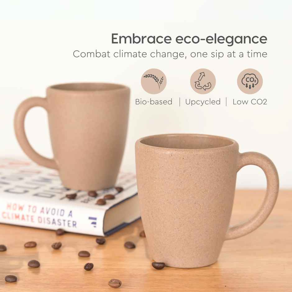 Eha Earth-Friendly Classic Coffee Mug | 300ml | Made With Rice Husk Biocomposite | 2 Unit | Tortila