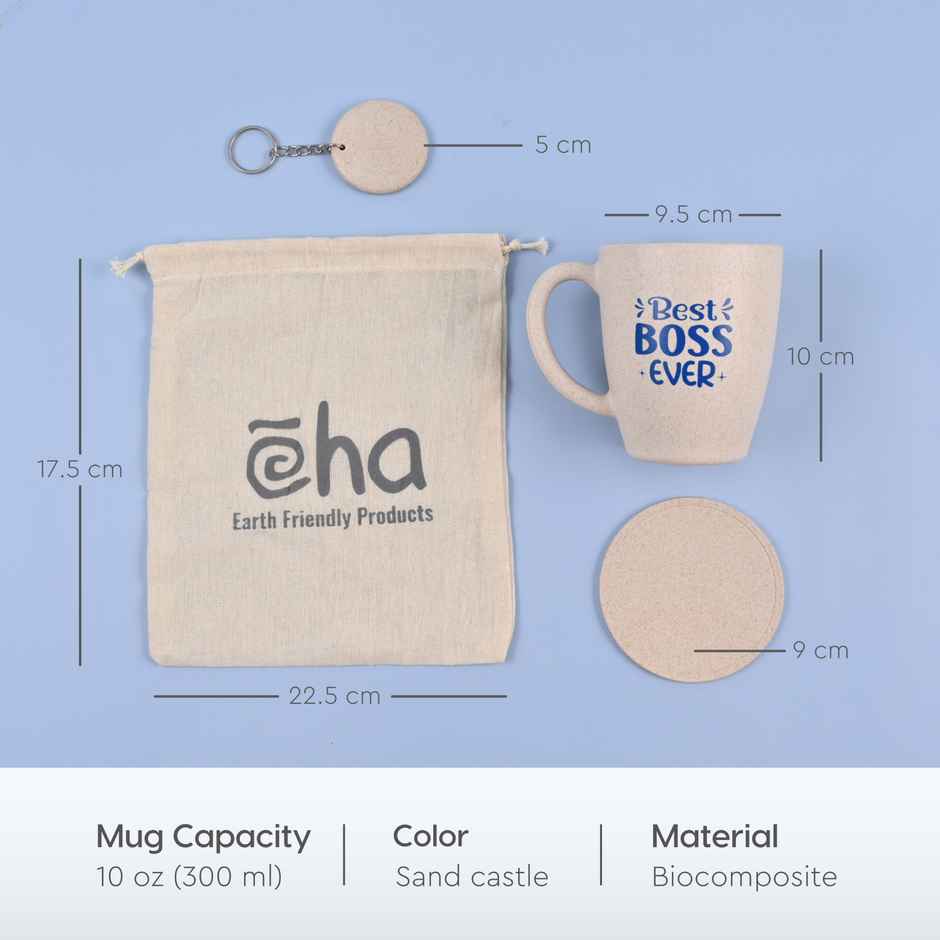 Eha Earth-Friendly Boss Gift | 300 ml Coffee Mug | Rice Husk | Sand Castle