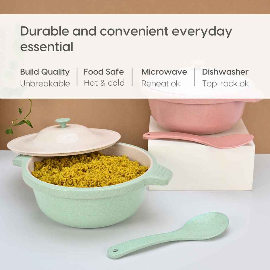 Eha Earth Friendly Serving Bowls | Made With Rice Husk And Bamboo Fibers|Set Of 2|Innocent-Celeste