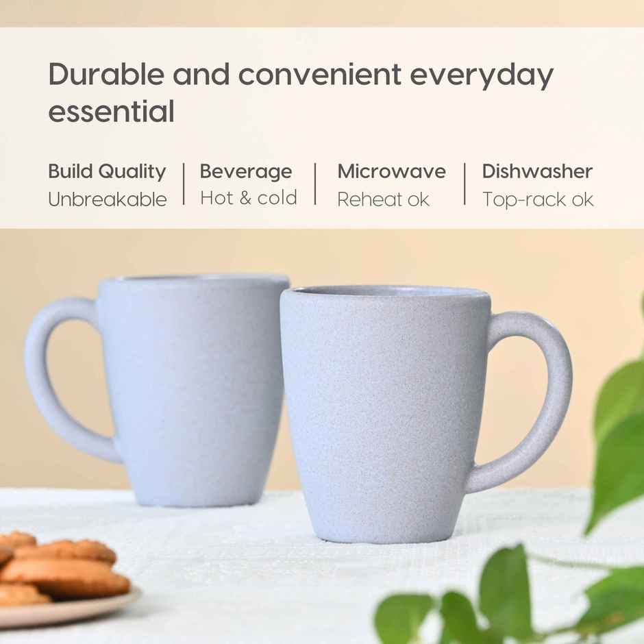 Eha Earth-Friendly Classic Coffee Mug | 300 ml | Made With Rice Husk Biocomposite | 2 Unit | Azure