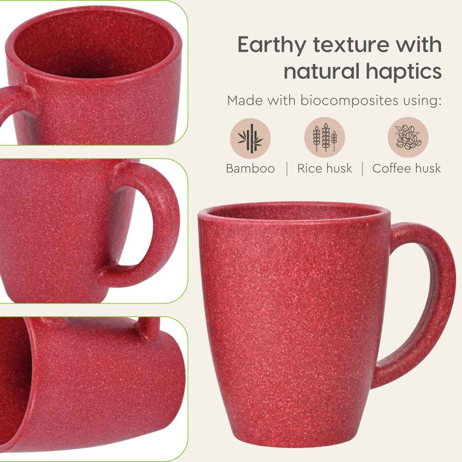 Eha Earth-Friendly Classic Coffee Mug | 300 ml | Made With Rice Husk Biocomposite | 2 Unit | Coral