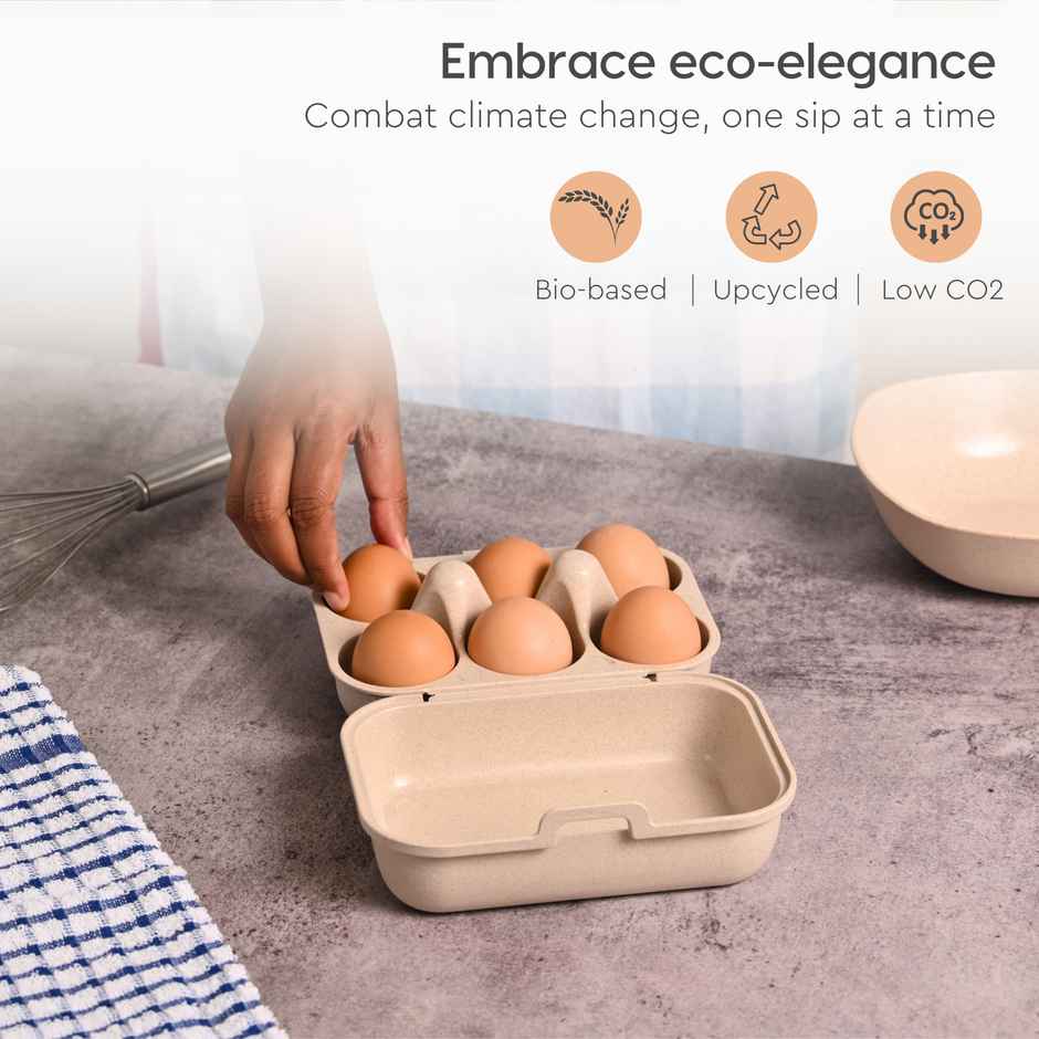 Eha Earth Friendly 6 Grid Kitchen Storage Box For Eggs With Lid| Sand Castle