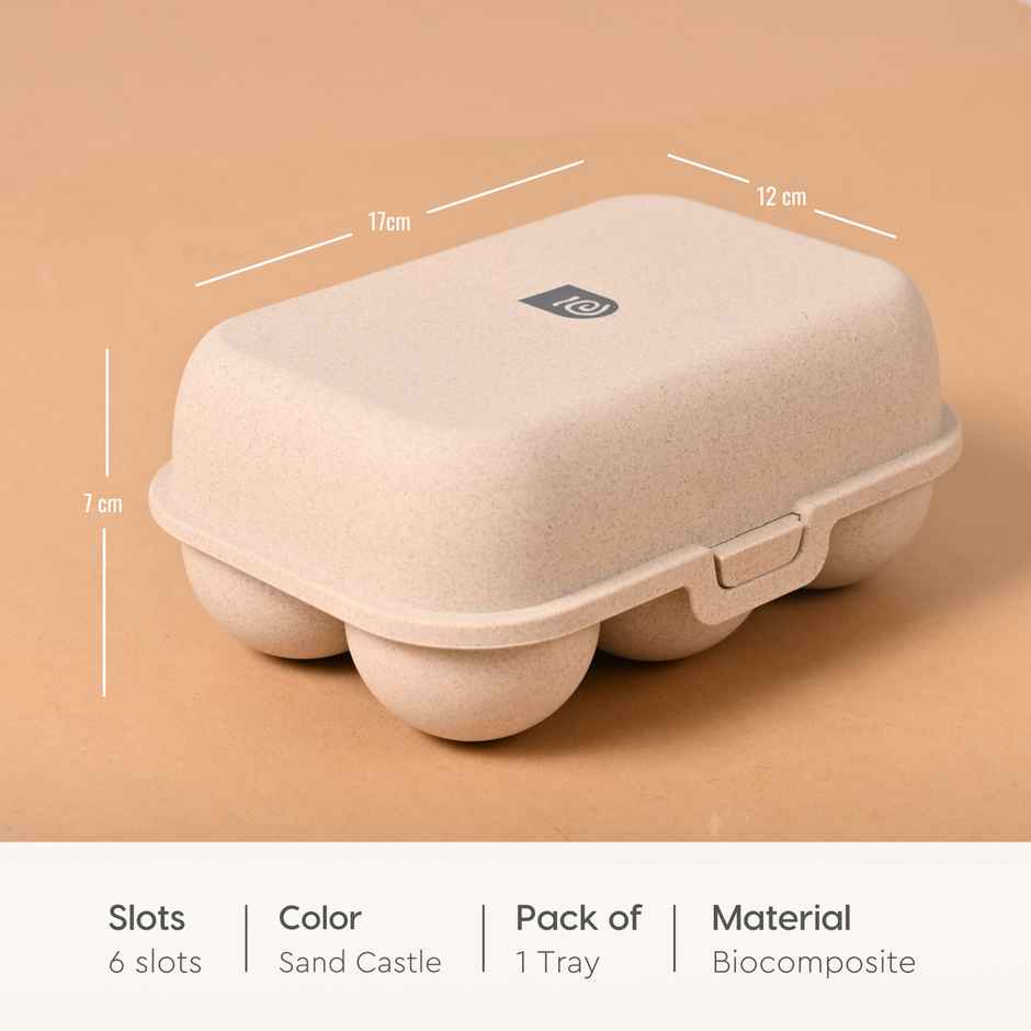 Eha Earth Friendly 6 Grid Kitchen Storage Box For Eggs With Lid| Sand Castle