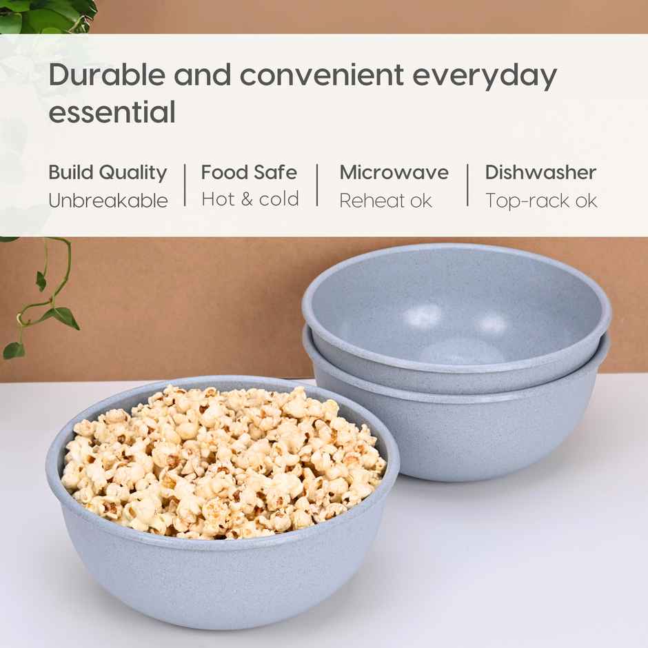 Eha Earth Friendly Frosty Mixing Bowl | Made With Rice Husk And Bamboo Fibers|Set Of 3|Multicolor