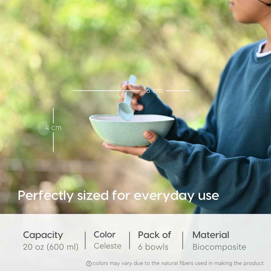 Eha Earth-Friendly Multipurpose Bowls | 600 ml | Made With Rice Husk Biocomposite | Set Of 6
