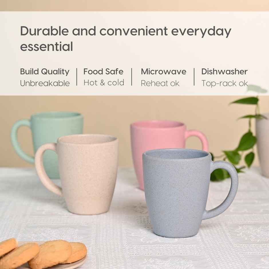 Eha Earth-Friendly Classic Coffee Mug | 300 ml | 4 Unit | Multi-Light