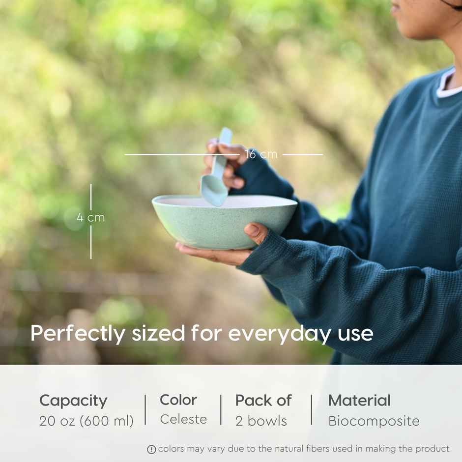 Eha Earth-Friendly Multipurpose Bowls | 600 ml | Made With Rice Husk Biocomposite | Set Of 2