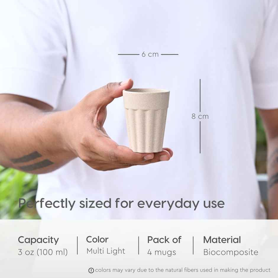 Eha Earth Friendly Tea & Coffee Cup | Rice Husk Biocomposite | Multicolour - 100 ml
