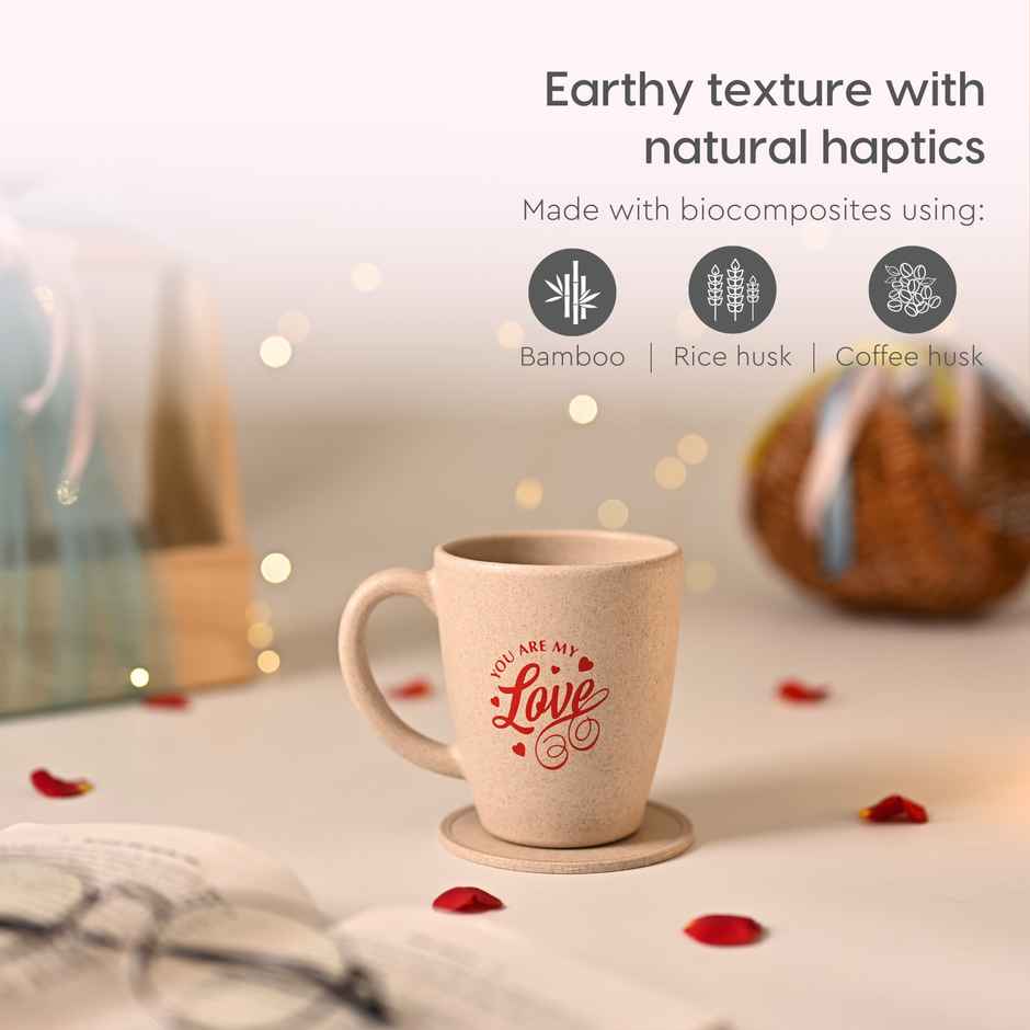 Eha Earth-Friendly Valentine Gift | 300 ml Coffee Mug | Rice Husk Biocomposite | Sand Castle