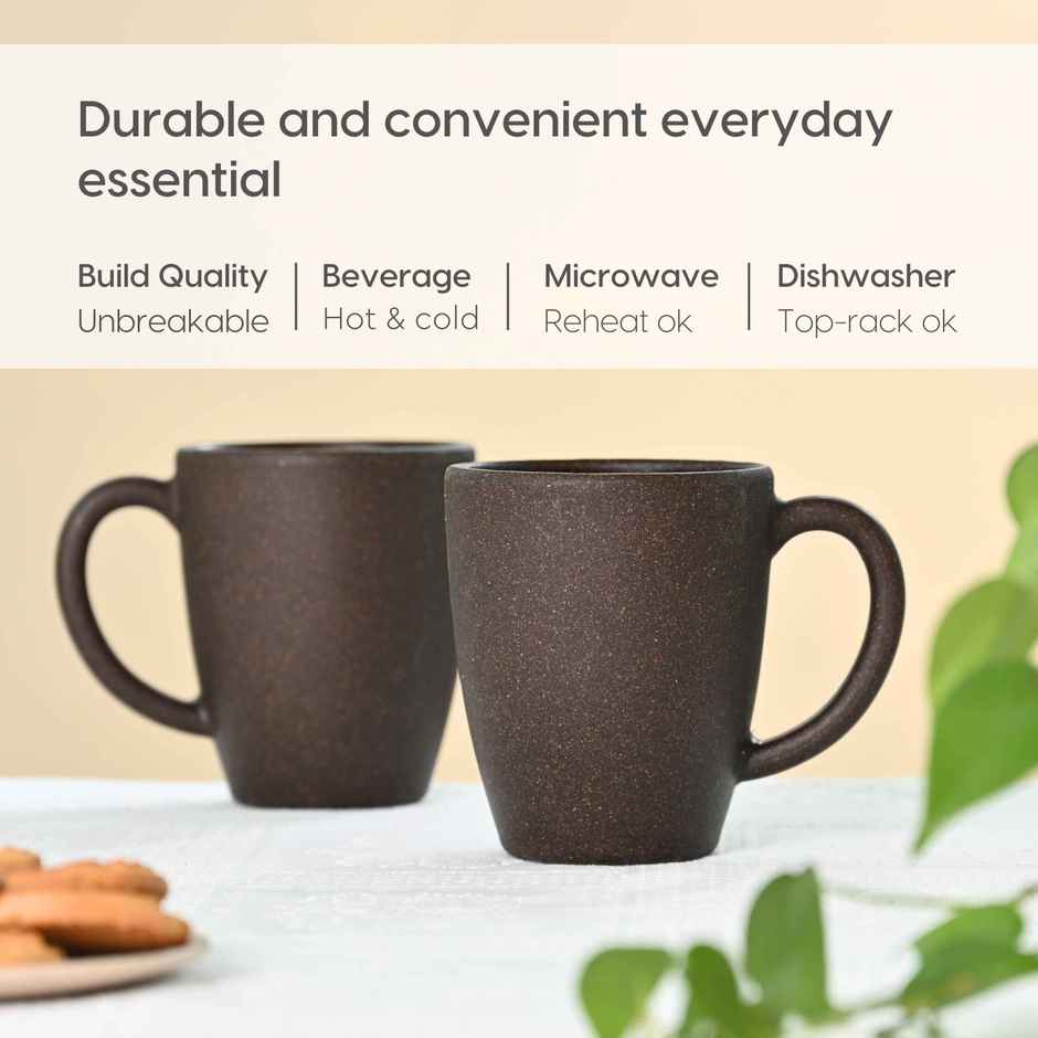 Eha Earth-Friendly Classic Coffee Mug | 300 ml | Made With Rice Husk Biocomposite | 2 Unit | Coffee