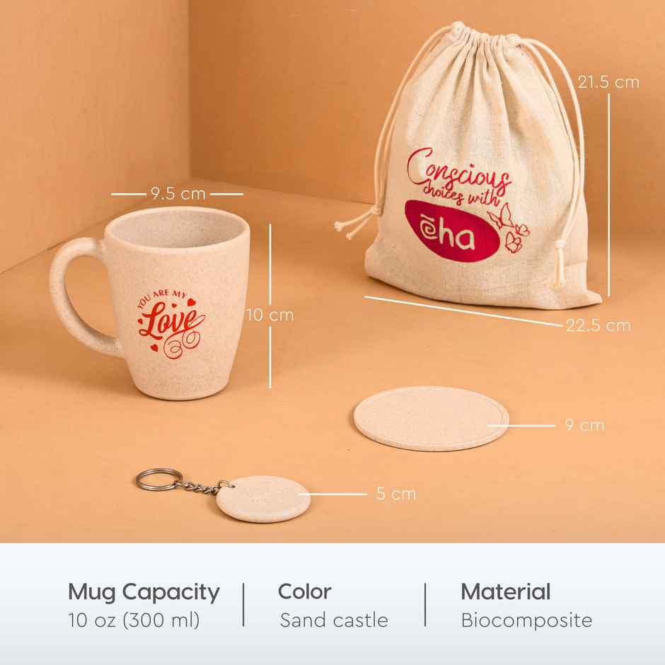 Eha Earth-Friendly Valentine Gift | 300 ml Coffee Mug | Rice Husk Biocomposite | Sand Castle