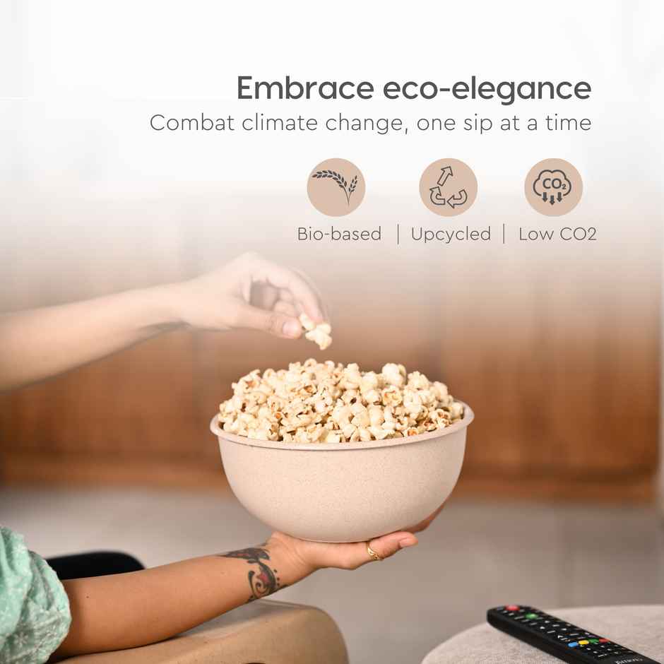 Eha Earth Friendly Frosty Mixing Bowl | Made With Rice Husk And Bamboo Fibers|Set Of 3|Multicolor