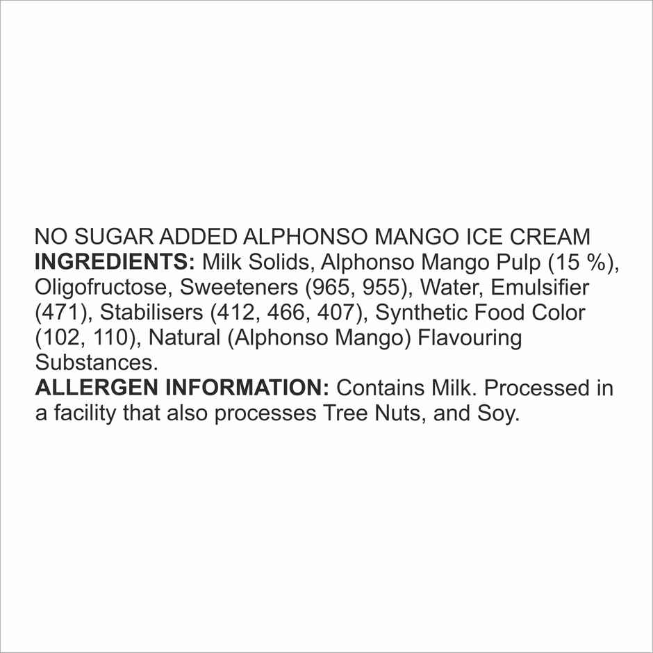 Vadilal No Sugar Added Alphonso Mango Ice Cream