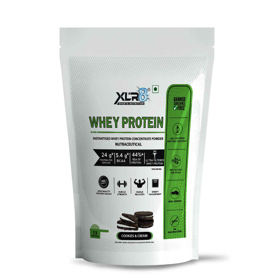 XLR8 Whey Protein Powder with 24 g Protein, 5.4 g BCAA | Cookies & Cream