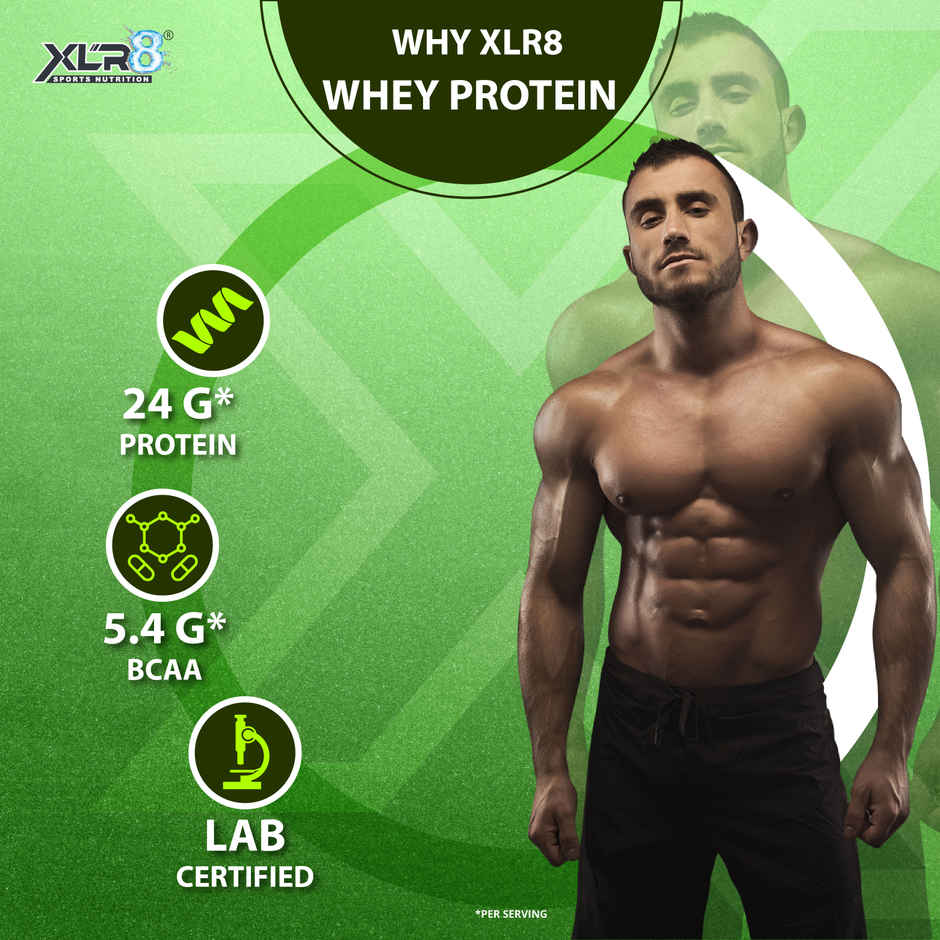 XLR8 Whey Protein Powder with 24 g Protein, 5.4 g BCAA | Chocolate