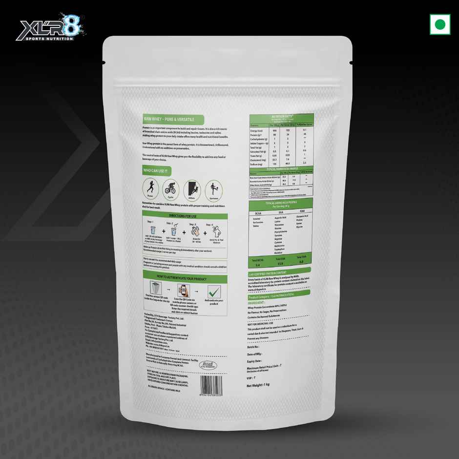 XLR8 Raw Whey Protein Powder Instantised Whey Protein Concentrate 80% - 2.2 Lbs (Unflavoured)