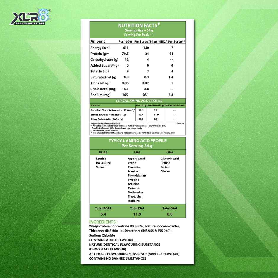Xlr8 Whey Protein With 24 G Protein, 5.4 G Bcaa - Chocolate