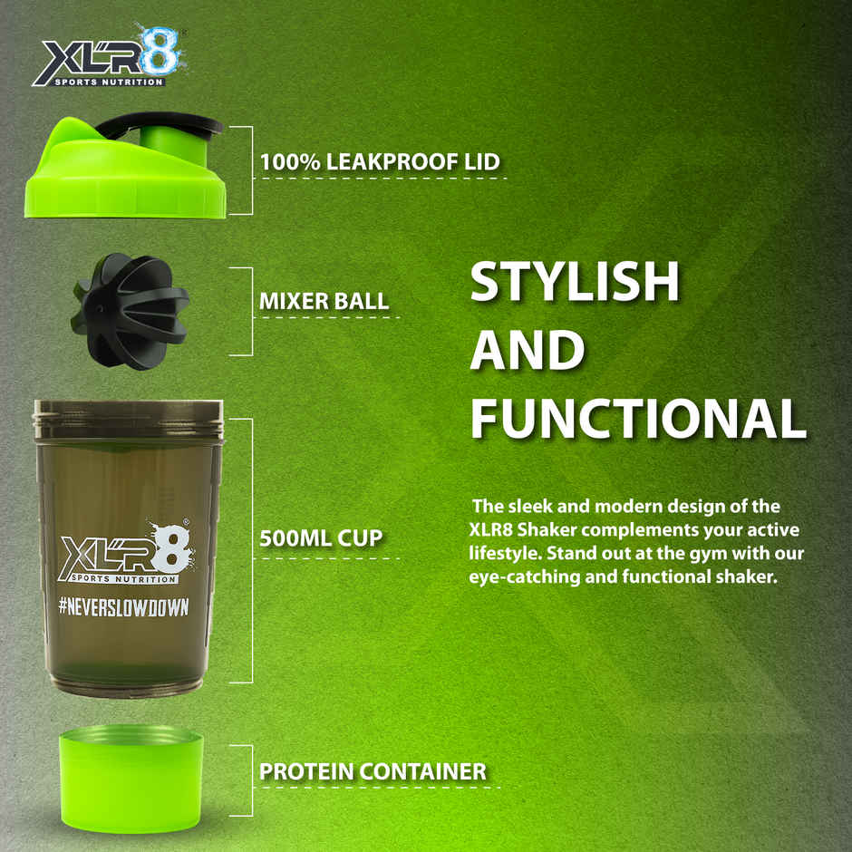 Xlr8 Protein Shaker With Compartment | Bpa-Free & LeakProof | 500 ml