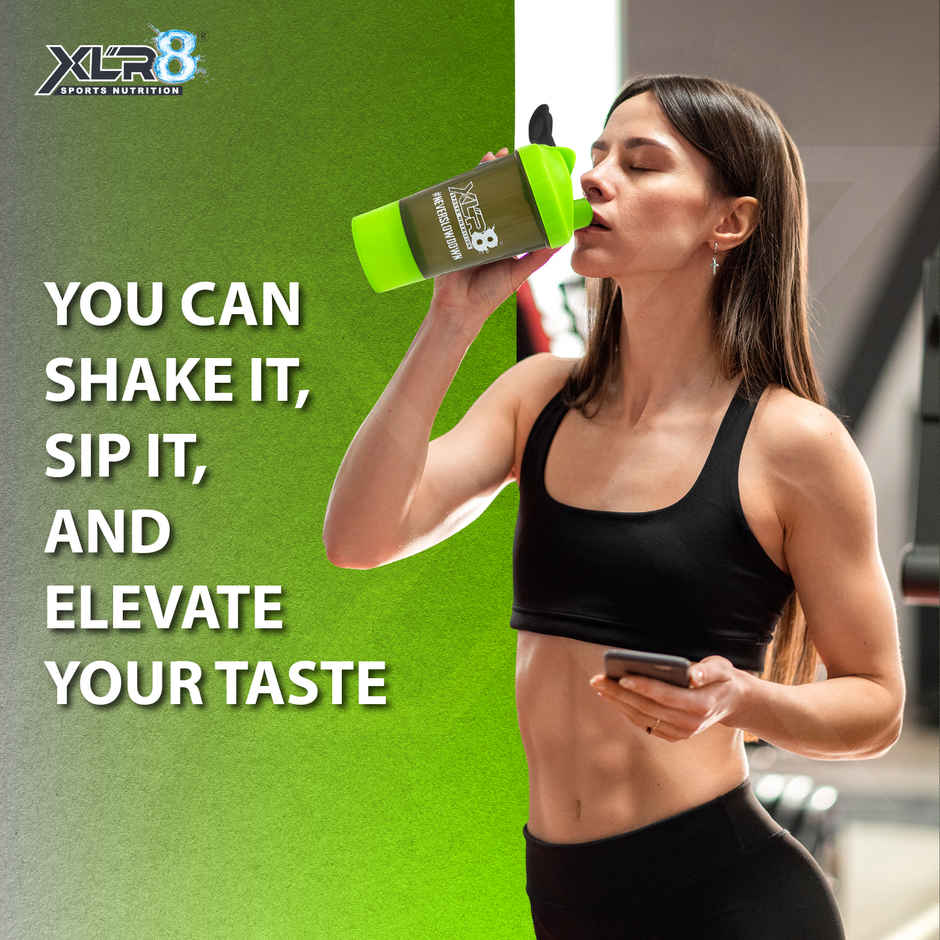 Xlr8 Protein Shaker With Compartment | Bpa-Free & LeakProof | 500 ml