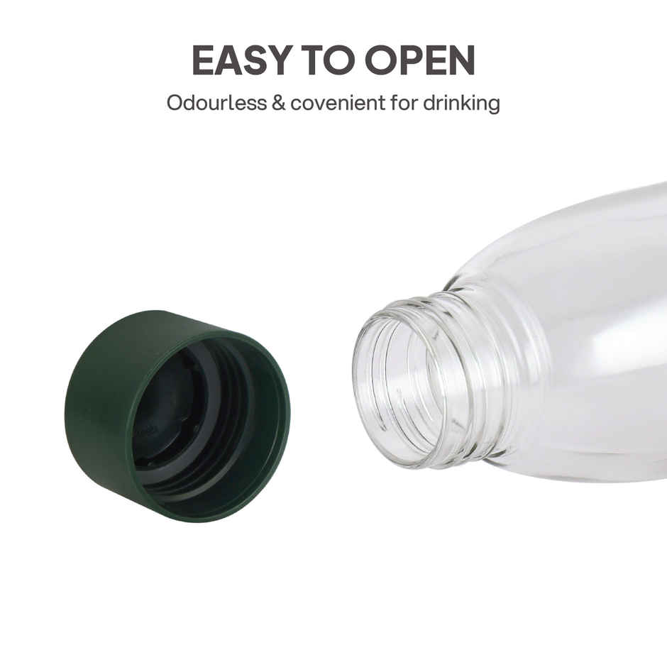 Cello Hydra 900 Glass Fridge Water Bottle with Plastic Cap | Wide mouth | Olive Green | 875 ml