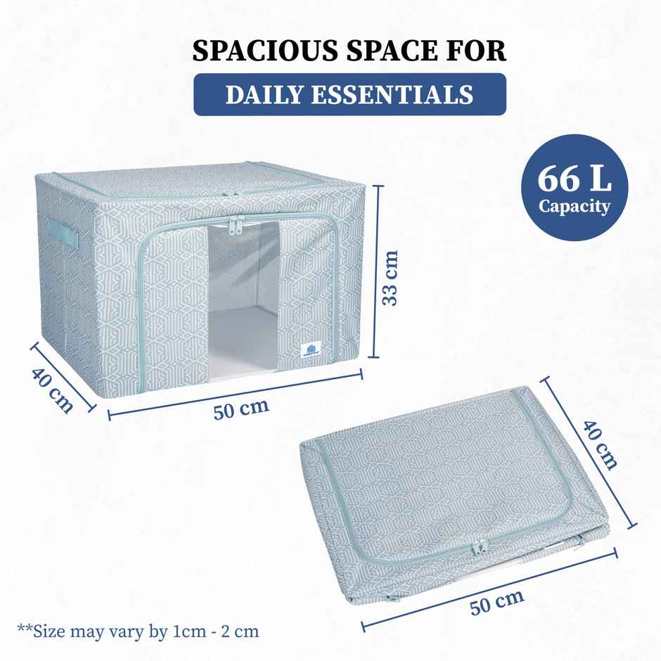 Homestrap Storage Box Organizer With Steel Frame, Zipper & Handles | 66 L