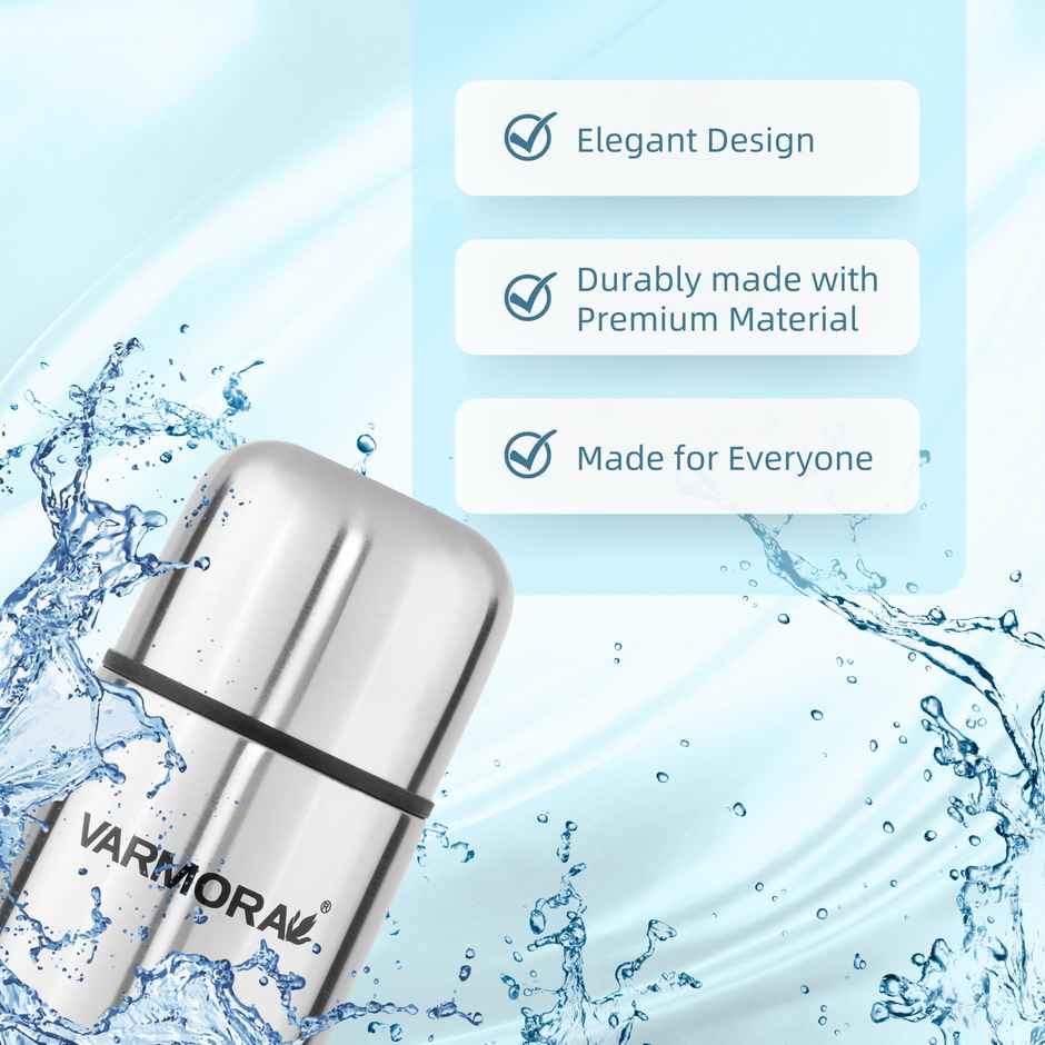 Varmora Avon Thermo Flask Water Bottle- Hot and Cold | Upto 24 Hrs | 750 ml Flask, Silver
