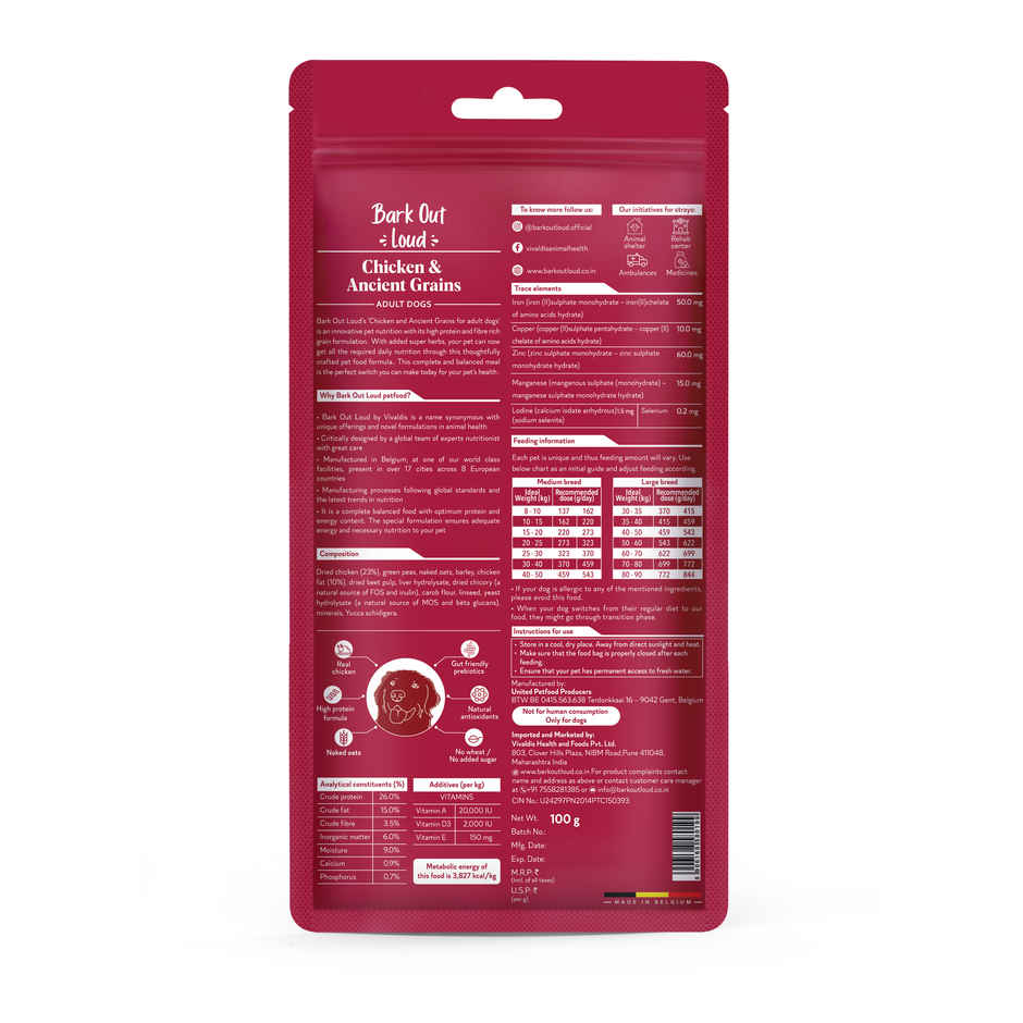 Bark Out Loud Chicken & Ancient Grains Dog FOOD | Medium Large Breed