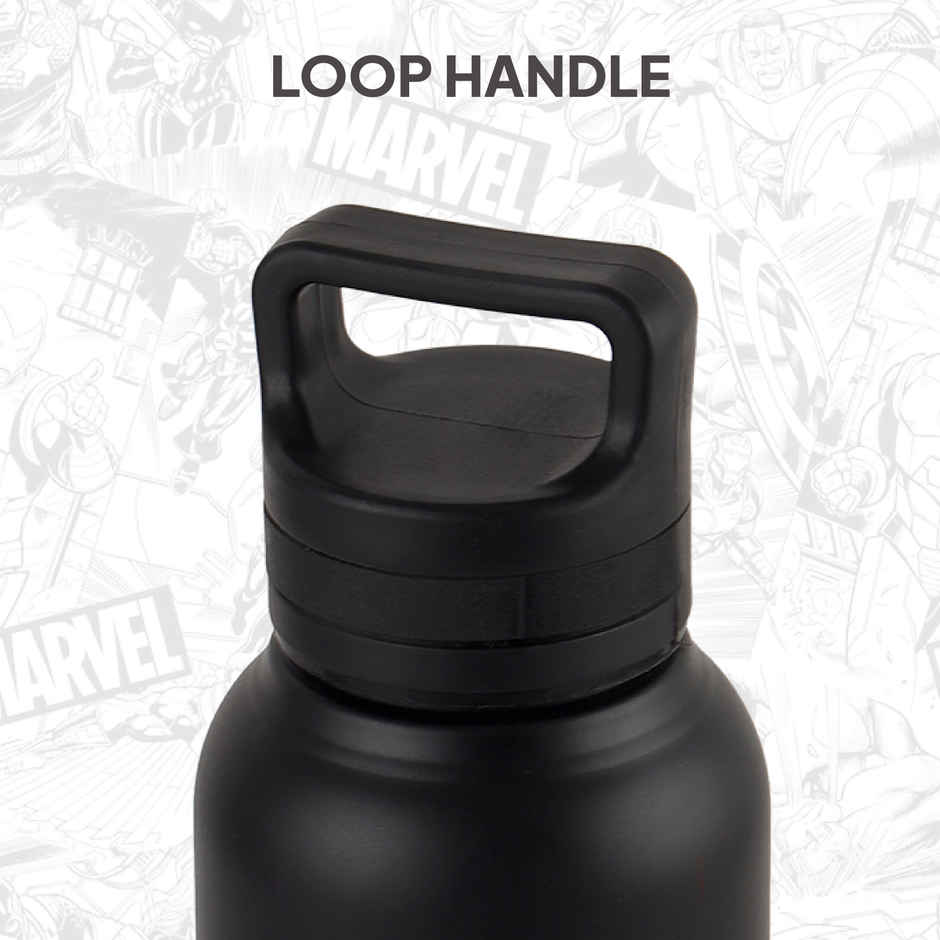 Cello Aqualoop 800 Iron Man Design Single Wall Stainless Steel Water Bottle 800 ml, Black