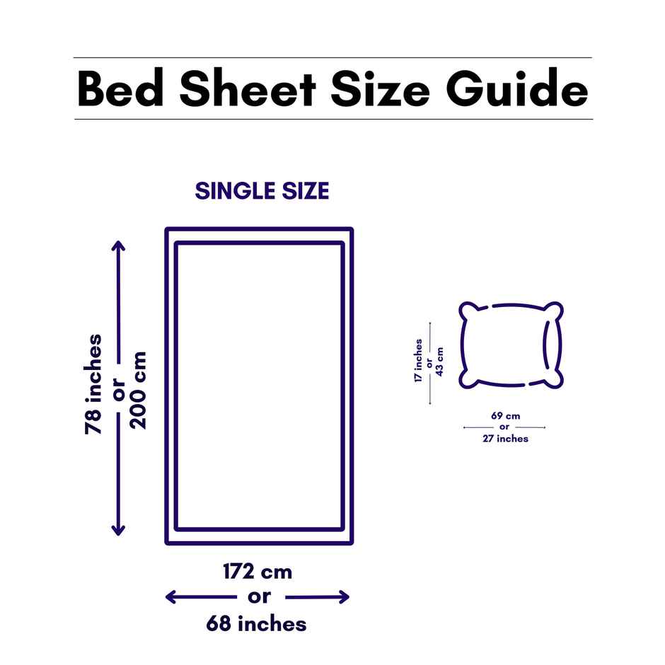 Status Value Single Striped Cotton Bedsheet | 59 x 79 in | Blue and Pink