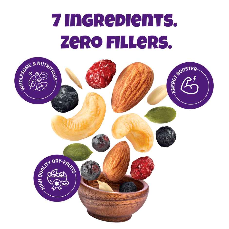 Farmley Trail Mix Dry Fruit- Almonds, Cashews, Cranberries, Blueberries, Blackcurrant & More