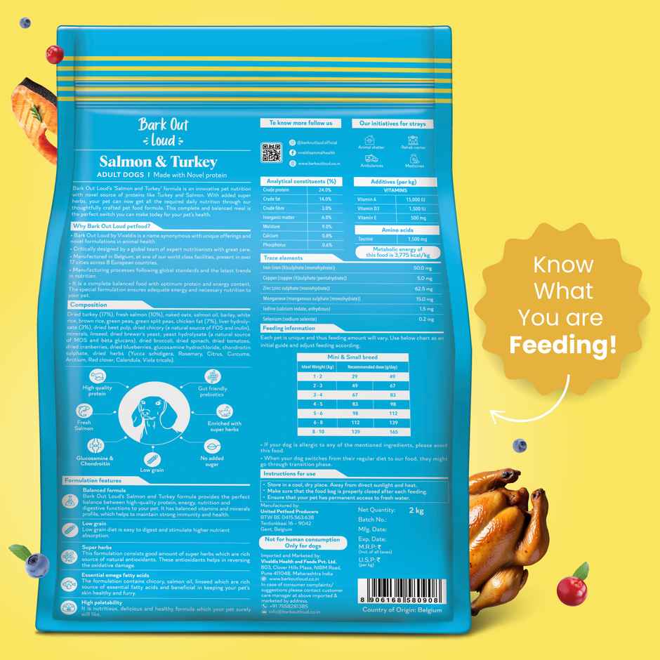 Bark Out Loud Salmon & Turkey Fish Dog Food | Small & Mini Breed | Naturally Hypoallergenic