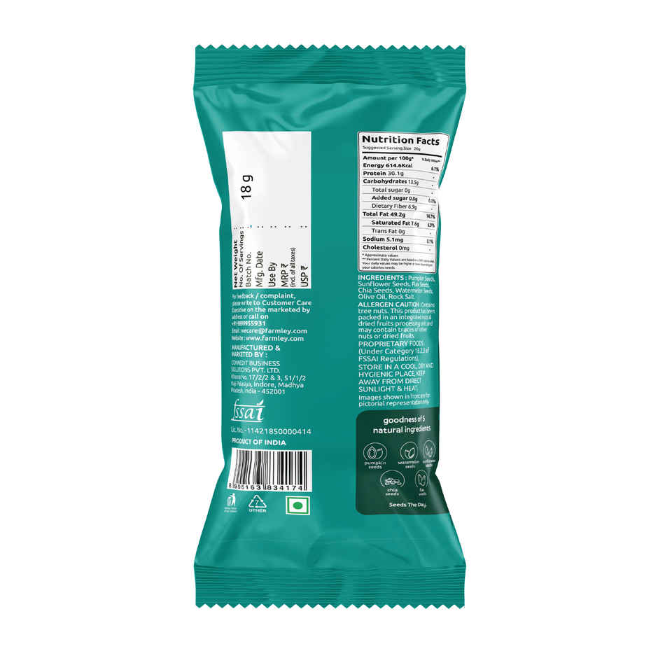 Farmley Seed Mix Superfood Rich In Protein- Pumpkin, Watermelon, Sunflower, Flax, Chia Seeds