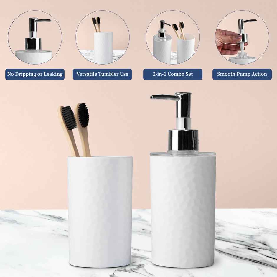 HomeStrap Set Of 2 Bathroom Set | Soap Dispenser And Tumbler