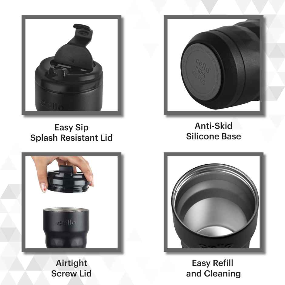 Cello Stainless Steel Nomad Vacusteel Mug | Black | 350 ml