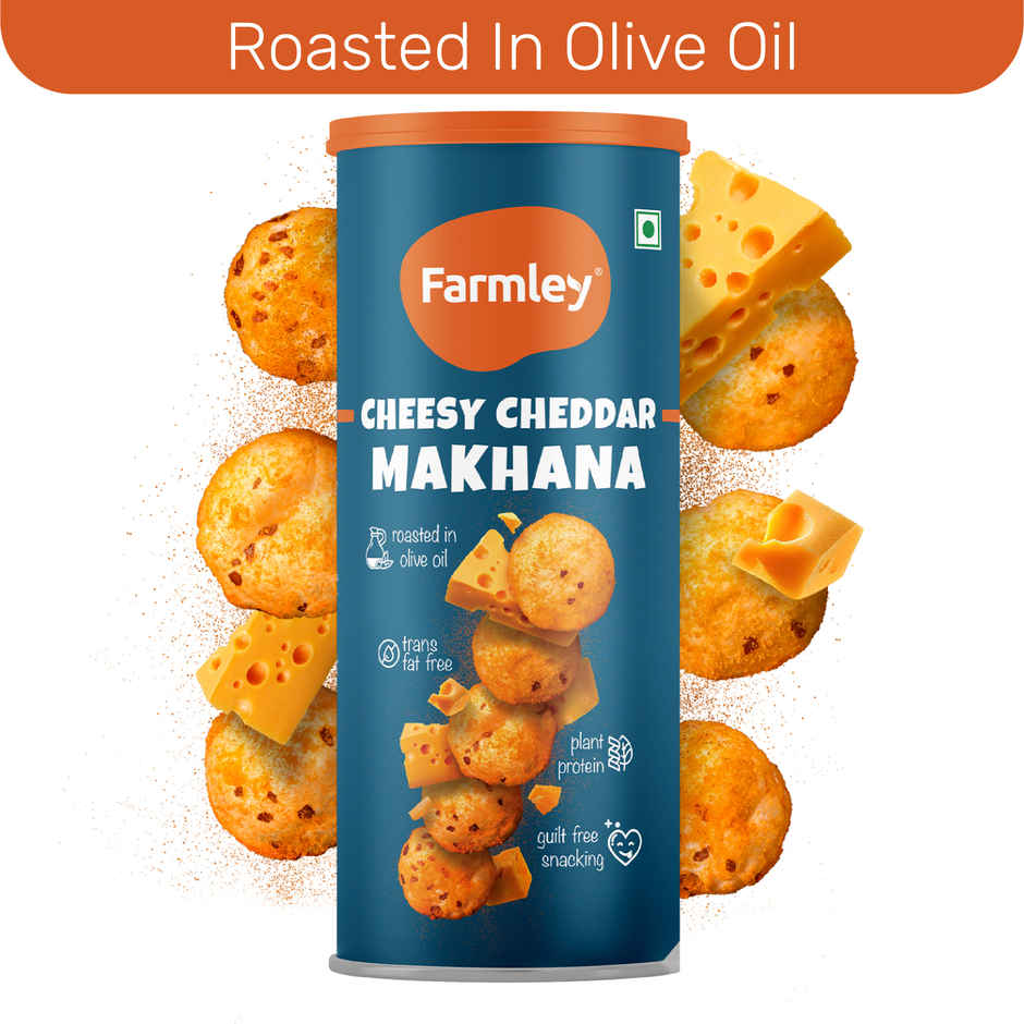 Farmley Cheesy Cheddar Makhana Roasted In Olive Oil Healthy Snacks