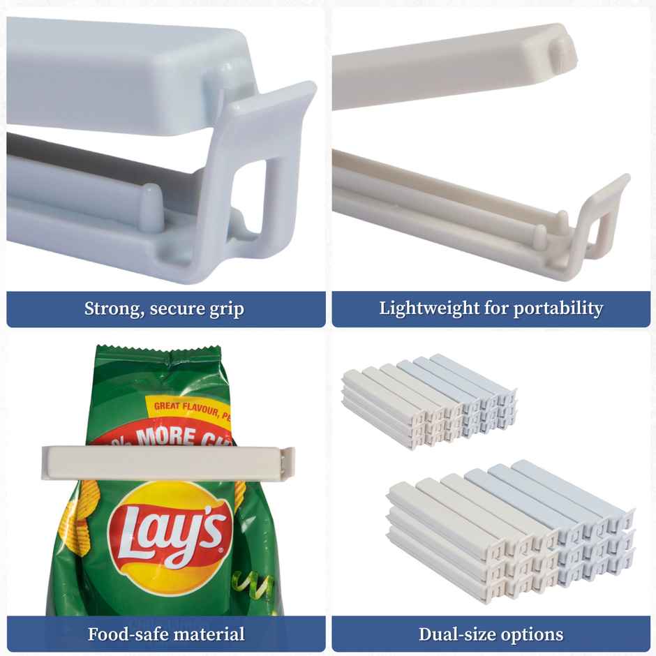 HomeStrap Pack Of 12 Plastic Clip Sealer | 6 Small, 6 Medium