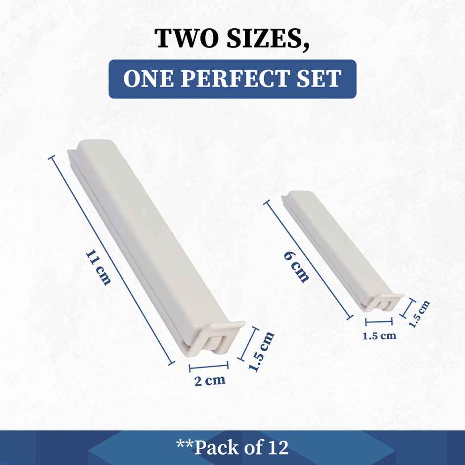 HomeStrap Pack Of 12 Plastic Clip Sealer | 6 Small, 6 Medium