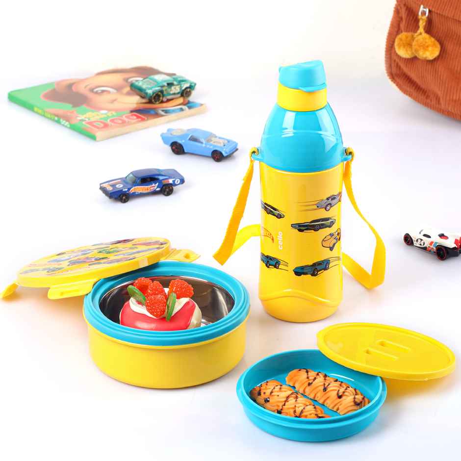Cello Tiffy Gift Set | Insulated Lunch Box + Water Bottle | 360 + 390 ml - (Colour May Vary)