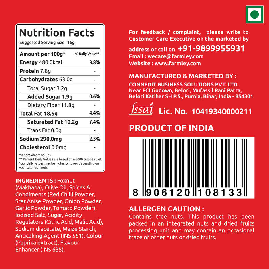 Farmley Tangy Tomato Makhana Roasted In Olive Oil Healthy Snacks