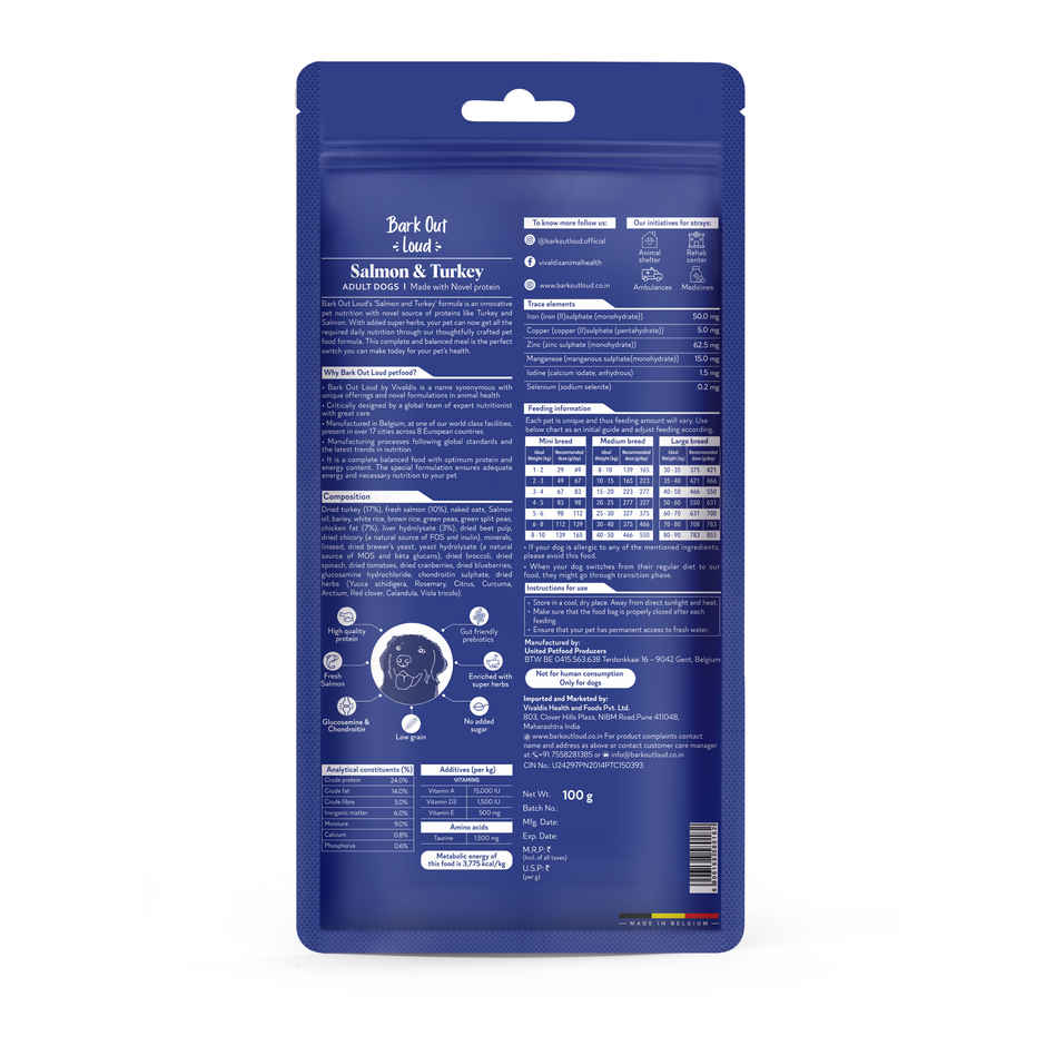 Bark Out Loud Salmon & Turkey Fish Dog FOOD | Medium Large Breed | Hypoallergenic