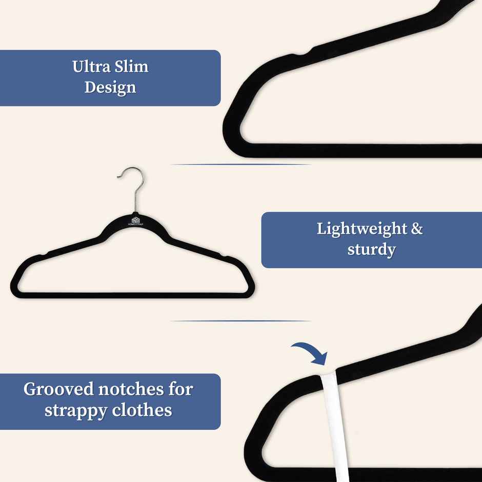 Homestrap Pack Of 12 Velvet Anti-Slip Hanger