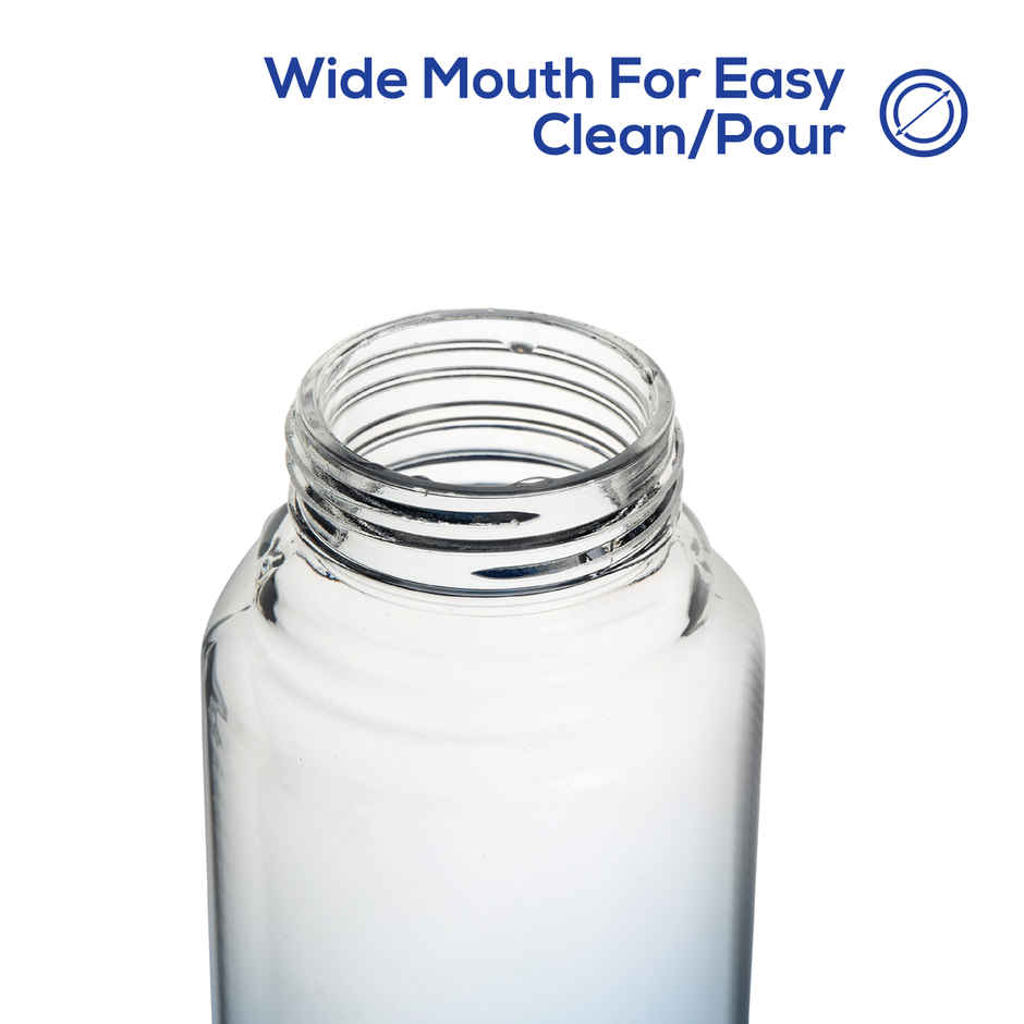 Cello H2O Dual Color Glass Bottle with Plastic Cap | Leak proof | Refrigerator Safe | Blue | 920 ml