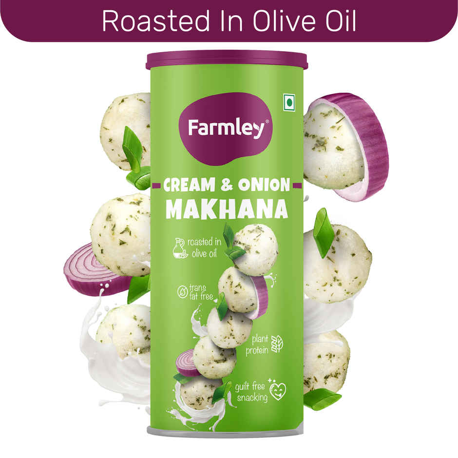 Farmley Cream & Onion  Makhana Roasted In Olive Oil Healthy Snacks